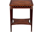 Casa Padrino Tavolino Art Deco Colori Naturali / Intarsi Marroni / Argento / Ottone Antico 61 X 61 X H. 77 Cm - Tavolino Quadrato In Legno Massiccio Con Cassetto - Mobili Da Salotto Art Deco