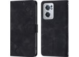 Custodia Per Oneplus Nord Ce 2 5G In Rilievo Custodia A Portafoglio In Pelle Flip Con Funzione Stand Nero