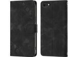 Custodia Per Iphone Se (2022) Se 2020 8 7 In Rilievo Custodia A Portafoglio In Pelle Flip Con Funzione Stand Nero