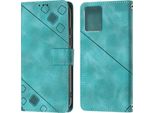 Custodia Per Motorola Moto G 5G 2023 In Rilievo Custodia A Portafoglio In Pelle Flip Con Funzione Stand Verde