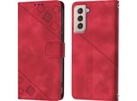 Custodia Per Samsung Galaxy S21 Plus 5G In Rilievo Custodia A Portafoglio In Pelle Flip Con Funzione Stand Rosso