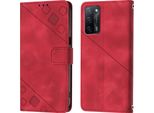 Custodia Per Oppo A55 5G/A54 4G/A16 4G/A16S/A55 4G/A54S/A56 5G/Realme V11 5G In Rilievo Custodia A Portafoglio In Pelle Flip Con Funzione Stand Rosso