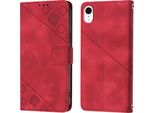 Custodia Per Iphone Xr In Rilievo Custodia A Portafoglio In Pelle Flip Con Funzione Stand Rosso