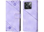 Custodia Per Oneplus 10T 5G In Rilievo Custodia A Portafoglio In Pelle Flip Con Funzione Stand Viola