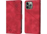 Custodia Per Iphone 11 Pro In Rilievo Custodia A Portafoglio In Pelle Flip Con Funzione Stand Rosso