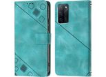 Custodia Per Oppo A55S 5G In Rilievo Custodia Portafoglio In Pelle Flip Con Funzione Stand Verde