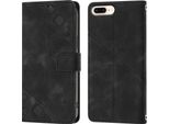 Custodia Per Iphone 8 Plus/7 Plus/6S Plus/6 Plus In Rilievo Custodia A Portafoglio In Pelle Flip Con Supporto Nero