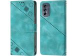 Custodia Per Motorola Moto G62 5G In Rilievo Custodia A Portafoglio In Pelle Flip Con Funzione Stand Verde