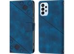 Custodia Per Samsung Galaxy A72 4G 5G In Rilievo Custodia A Portafoglio In Pelle Flip Con Supporto Blu