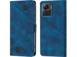 Custodia Per Motorola Moto X30 Pro 5G In Rilievo Custodia A Portafoglio In Pelle Flip Con Funzione Stand Blu