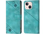 Custodia Per Iphone 13 In Rilievo Custodia Portafoglio In Pelle Flip Con Funzione Stand Verde