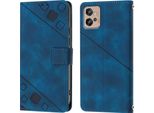 Custodia Per Motorola Moto G32 In Rilievo Custodia A Portafoglio In Pelle Flip Con Funzione Stand Blu