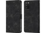 Custodia Per Samsung Galaxy A03S In Rilievo Custodia A Portafoglio In Pelle Flip Con Funzione Stand Nero