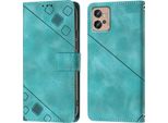 Custodia Per Motorola Moto G32 In Rilievo Custodia A Portafoglio In Pelle Flip Con Funzione Stand Verde