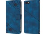 Custodia Per Iphone Se (2022) Se 2020 8 7 In Rilievo Custodia A Portafoglio In Pelle Flip Con Funzione Stand Blu