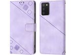 Custodia Per Samsung Galaxy A03S In Rilievo Custodia A Portafoglio In Pelle Flip Con Funzione Stand Viola