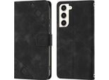 Custodia Per Samsung Galaxy S23+ In Rilievo Custodia A Portafoglio In Pelle Flip Con Funzione Stand Nero