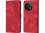 Custodia Per Oneplus 11 Custodia A Portafoglio In Pelle In Rilievo Con Funzione Di Supporto Rosso