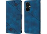 Custodia Per Oneplus Nord Ce 3 In Rilievo Custodia A Portafoglio In Pelle Flip Con Funzione Stand Blu