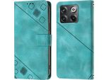 Custodia Per Oneplus 10T 5G In Rilievo Custodia A Portafoglio In Pelle Flip Con Funzione Stand Verde