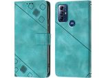 Custodia Per Motorola Moto G Play 2023/G Power 2022 In Rilievo Custodia A Portafoglio In Pelle Flip Con Funzione Stand Verde