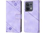 Custodia Per Oppo Reno8 5G In Rilievo Custodia A Portafoglio In Pelle Flip Con Funzione Stand Viola