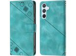 Custodia Per Samsung Galaxy A54 5G In Rilievo Custodia Portafoglio In Pelle Flip Con Funzione Stand Verde