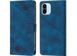 Custodia Per Xiaomi Redmi A1 In Rilievo Custodia A Portafoglio In Pelle Flip Con Funzione Stand Blu