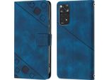 Custodia Per Xiaomi Redmi Note 11S / Note 11 4G In Rilievo Custodia A Portafoglio In Pelle Flip Con Supporto Blu