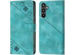 Custodia Per Samsung Galaxy A34 In Rilievo Custodia Portafoglio In Pelle Flip Con Funzione Stand Verde