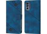 Custodia Per Motorola Moto G62 5G In Rilievo Custodia Portafoglio In Pelle Flip Con Funzione Stand Blu