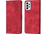 Custodia Per Samsung Galaxy A72 4G 5G In Rilievo Custodia A Portafoglio In Pelle Flip Con Funzione Stand Rosso