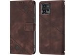 Custodia Per Motorola Moto G72 In Rilievo Custodia A Portafoglio In Pelle Flip Con Funzione Stand Brown