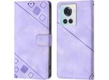 Custodia Per Oneplus Ace 5G In Rilievo Custodia A Portafoglio In Pelle Flip Con Funzione Stand Viola