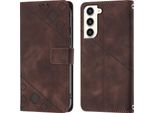 Custodia Per Samsung Galaxy S23 In Rilievo Custodia A Portafoglio In Pelle Flip Con Funzione Stand Marrone