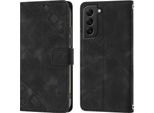 Custodia Per Samsung Galaxy S22 5G In Rilievo Custodia A Portafoglio In Pelle Flip Con Funzione Stand Nero