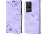 Custodia Per Xiaomi Redmi K50 / K50 Pro In Rilievo Custodia A Portafoglio In Pelle Flip Con Funzione Stand Viola
