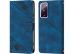 Custodia Per Samsung Galaxy S20 Fe In Rilievo Custodia A Portafoglio In Pelle Flip Con Funzione Stand Blu