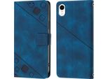 Custodia Per Iphone Xr In Rilievo Custodia A Portafoglio In Pelle Flip Con Funzione Stand Blu
