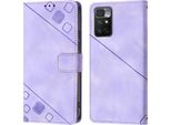 Custodia Per Xiaomi Redmi 10 In Rilievo Custodia A Portafoglio In Pelle Flip Con Funzione Stand Viola