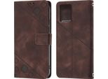 Custodia Per Motorola Moto G 5G 2023 In Rilievo Custodia A Portafoglio In Pelle Flip Con Funzione Stand Brown