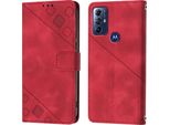 Custodia Per Motorola Moto G Play 2023/G Power 2022 In Rilievo Custodia A Portafoglio In Pelle Flip Con Funzione Stand Rosso