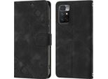 Custodia Per Xiaomi Redmi 10 In Rilievo Custodia A Portafoglio In Pelle Flip Con Funzione Stand Nero