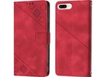 Custodia Per Iphone 8 Plus/7 Plus/6S Plus/6 Plus In Rilievo Custodia A Portafoglio In Pelle Flip Con Funzione Di Supporto Rosso
