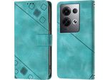 Custodia Per Oppo Reno8 Pro 5G In Rilievo Custodia A Portafoglio In Pelle Flip Con Funzione Stand Verde