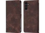 Custodia Per Samsung Galaxy A13 5G/A04/M13 5G/A04E In Rilievo Custodia A Portafoglio In Pelle Flip Con Funzione Stand Marrone