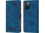 Custodia Per Xiaomi Redmi Note 11E In Rilievo Custodia Portafoglio In Pelle Flip Con Funzione Stand Blu