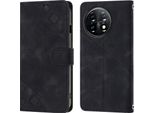 Custodia Per Oneplus 11 Custodia A Portafoglio In Pelle In Rilievo Con Supporto Nero