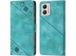 Custodia Per Motorola Moto G53 In Rilievo Custodia Portafoglio In Pelle Flip Con Funzione Stand Verde