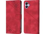 Custodia Per Samsung Galaxy A04E In Rilievo Custodia A Portafoglio In Pelle Flip Con Funzione Stand Rosso